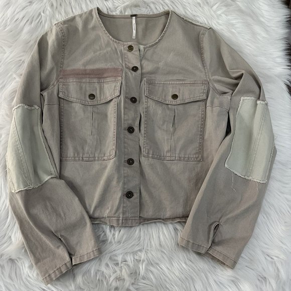 Free People womens button up light weight jacket size M cotton - Picture 1 of 14